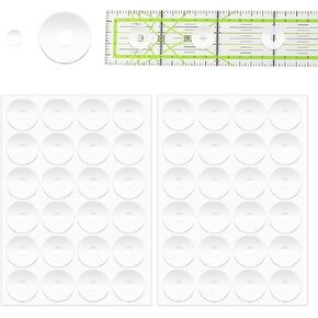 Non-Slip Silicone Grips for Quilt Templates, 48Pcs Non-Slip Adhesive Rings Ruler Grip Rings Quilting Rulers Sewing Rulers Adhesive Backing Ring Grips