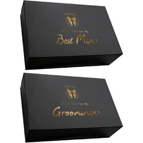 PartyGifts&beyond 8 Pcs Groomsmen Proposal Gift Box 6 Will You Be My Groomsman Gift Box and 2 Will You Be My Best Man Box(BK-B)