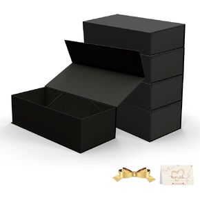 UVTaoYuan Gold Gift Box 1Pack,12x6x4 Inches Foldable Magnetic Gift Rectangular Box with Lid for Weddings, Proposals, Birthdays, Christmas, Anniversaries, Halloween, Holiday Gift Giving Packaging