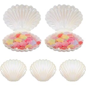 NOLITOY Shells Candy Box, 30pcs Seashell Party Favor Box, Sea Clam Treat Containers Jewelry Box for Wedding Birthday Decorations