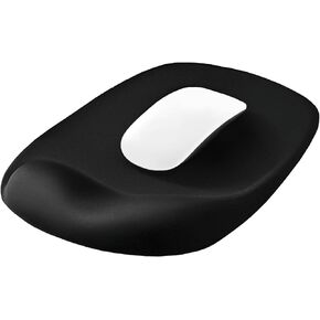 EooCoo Small Mouse Pad with Gel Wrist Support, Office Decor for Women, Lycra Surface Smooth Control, Non Slip PU Base, Ergonomic Portable Mousepad for Travel, Laptop, Desk Accessories (Black)