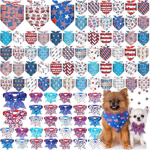 Sanwuta 108 PCS Dog Bandanas Bulk for Summer Tovemable Dog Paw Bow Ties Tilectible Pet Pet Triangle Triangle Dickf for Summer Beach Hawaii Assumeories in Kuwait