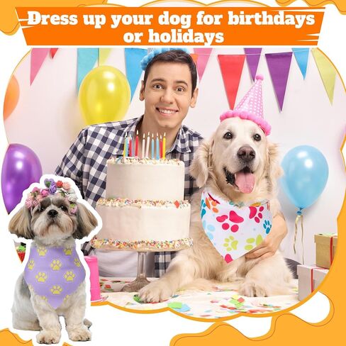 Sanwuta 120 Pcs Paw Dog Bandanas Bulk Pet Bibs Colorful Triangle Scarf Paw Pattern Pet Bandanas for Medium Large Dogs Birthday Holiday Summer Costume Decor in Saudi Arabia