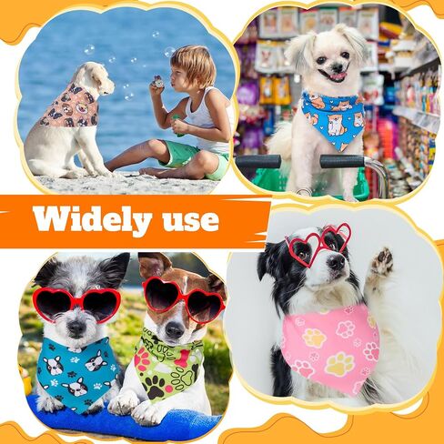 Sanwuta 120 Pcs Paw Dog Bandanas Bulk Pet Bibs Colorful Triangle Scarf Paw Pattern Pet Bandanas for Medium Large Dogs Birthday Holiday Summer Costume Decor in Saudi Arabia