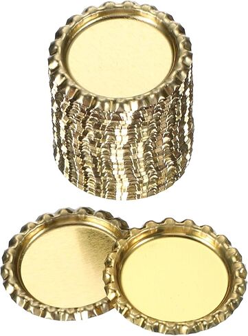 PATIKIL 100 Pieces Bottle Caps for Crafts, 1 Inch Decorative Double Sides Printed Flat Bottle Caps Bulk for DIY Pendants Scrapbooks Badge, Gold Tone in Saudi Arabia