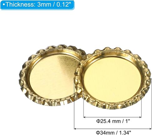 PATIKIL 100 Pieces Bottle Caps for Crafts, 1 Inch Decorative Double Sides Printed Flat Bottle Caps Bulk for DIY Pendants Scrapbooks Badge, Gold Tone in Saudi Arabia