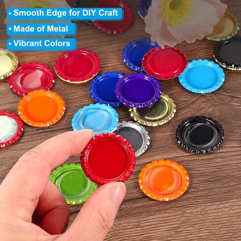 PATIKIL 100 Pieces Bottle Caps for Crafts, 1 Inch Decorative Double Sides Printed Flat Bottle Caps Bulk for DIY Pendants Scrapbooks Badge, Gold Tone in Saudi Arabia