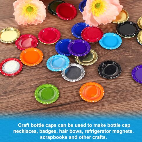 PATIKIL 100 Pieces Bottle Caps for Crafts, 1 Inch Decorative Double Sides Printed Flat Bottle Caps Bulk for DIY Pendants Scrapbooks Badge, Gold Tone in Saudi Arabia