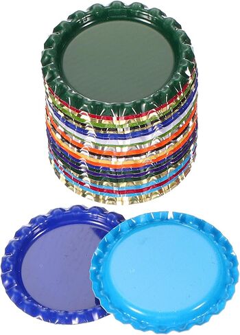 PATIKIL 100 Pieces Bottle Caps for Crafts, 1 Inch Decorative Double Sides Printed Flat Bottle Caps Bulk for DIY Pendants Scrapbooks Badge, Gold Tone in Saudi Arabia