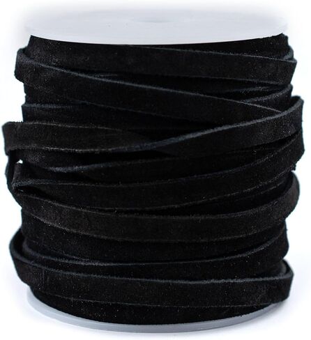 TheBeadChest 6.0mm Black Flat Suede Leather Cord (75ft) in Saudi Arabia
