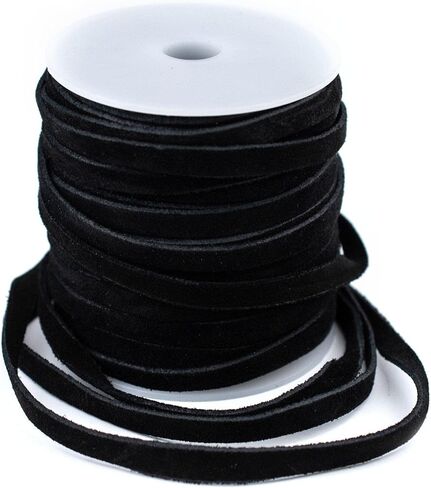 TheBeadChest 6.0mm Black Flat Suede Leather Cord (75ft) in Saudi Arabia