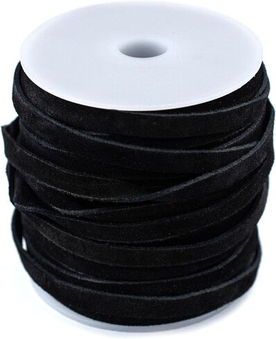 TheBeadChest 6.0mm Black Flat Suede Leather Cord (75ft) in Saudi Arabia