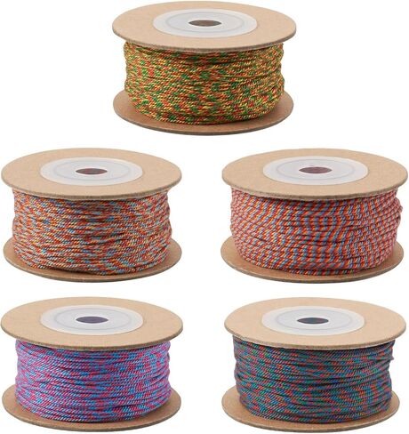 21 Yards 1.5mm Cotton Cord 5 Colors 4-Ply Handmade Braided Cord with Golden Thread Rainbow Craft String Cord for Beading Jewelry Making DIY Bracelet Necklaces Crafts in Kuwait