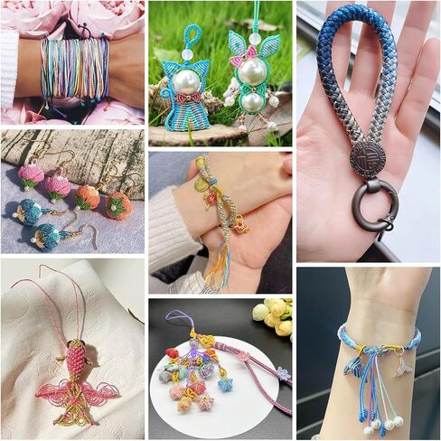 21 Yards 1.5mm Cotton Cord 5 Colors 4-Ply Handmade Braided Cord with Golden Thread Rainbow Craft String Cord for Beading Jewelry Making DIY Bracelet Necklaces Crafts in Kuwait