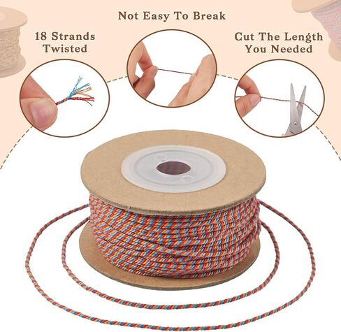 21 Yards 1.5mm Cotton Cord 5 Colors 4-Ply Handmade Braided Cord with Golden Thread Rainbow Craft String Cord for Beading Jewelry Making DIY Bracelet Necklaces Crafts in Kuwait