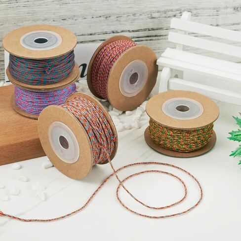 21 Yards 1.5mm Cotton Cord 5 Colors 4-Ply Handmade Braided Cord with Golden Thread Rainbow Craft String Cord for Beading Jewelry Making DIY Bracelet Necklaces Crafts in Kuwait