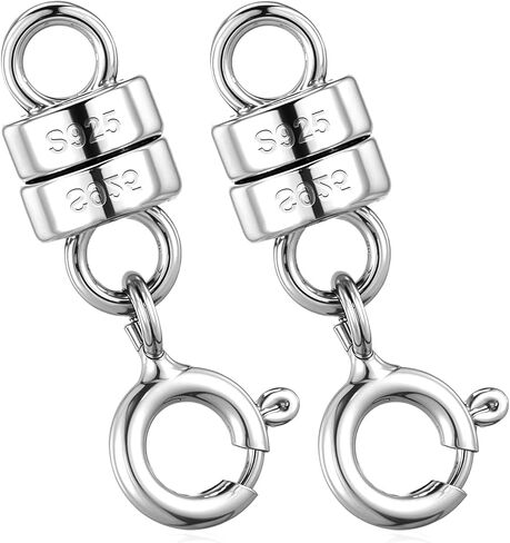 925 Sterling Silver Necklace Clasps, 2 PCS Silver Jewelry Clasps for Necklaces Extender Bracelet Clasp and Closures Accessories, Jewelry Making Supplies in Saudi Arabia