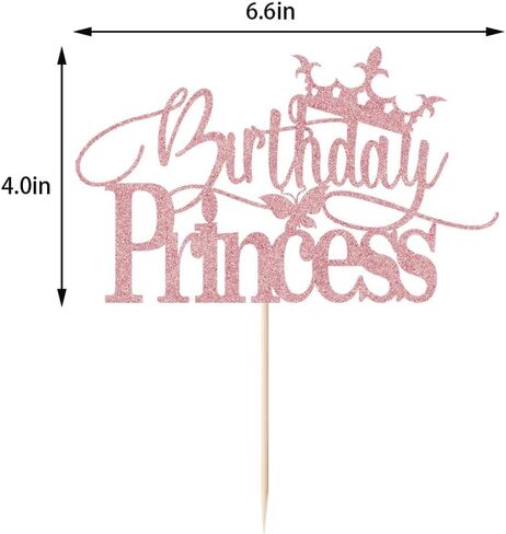 عيد ميلاد الأميرة توببر ، بريق تاج العيوب Happybirthday Topper for Girl Birthday/Girl Phils Party/Dinn in Kuwait