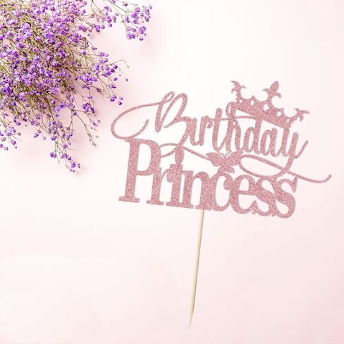 عيد ميلاد الأميرة توببر ، بريق تاج العيوب Happybirthday Topper for Girl Birthday/Girl Phils Party/Dinn in Kuwait