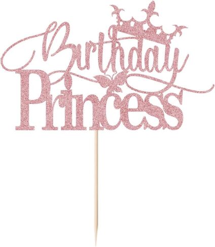 عيد ميلاد الأميرة توببر ، بريق تاج العيوب Happybirthday Topper for Girl Birthday/Girl Phils Party/Dinn in Kuwait