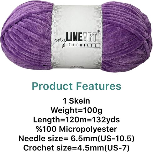 Soft Velvet Yarn Chenille Crocheting Baby Blanket Yarn for Knitting 100 gr, 120m (132 yds) Amigurumi in Saudi Arabia
