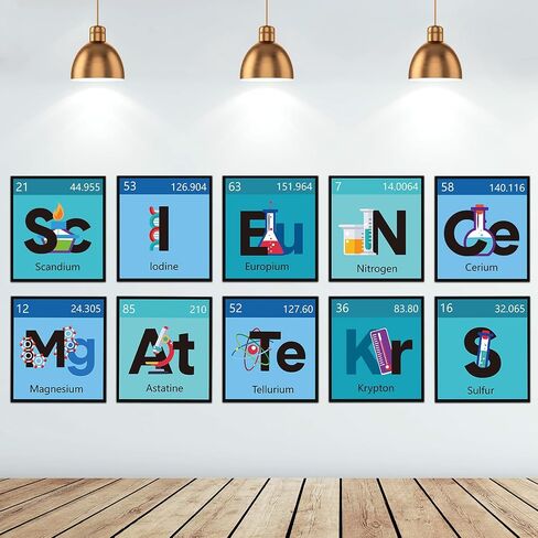 10 PCS Science Classroom Decoration Banner and Poster for Assustist Scientist Bulletin Phulletin Poard Science Science Scients Clutout for Amber Middle Preschool Supplies (Colorful) in Kuwait