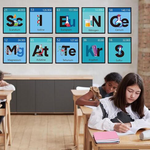 10 PCS Science Classroom Decoration Banner and Poster for Assustist Scientist Bulletin Phulletin Poard Science Science Scients Clutout for Amber Middle Preschool Supplies (Colorful) in Kuwait
