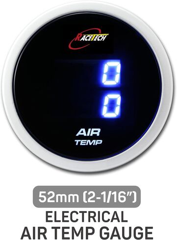 مقياس رقمي RACETECH 52 مم 2-1/16 بوصة - شاشة زرقاء 7 قطاعات، مقياس درجة حرارة هواء السحب الكهربائي 52 مم (ث/مستشعر) (درجة فهرنهايت) in Kuwait