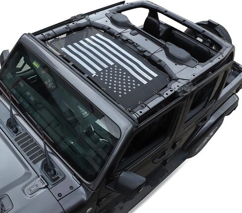 RT-TCZ لسيارة Wrangler JL Sunshade Mesh Top Flag American Flag، JT Shade بيكيني غطاء علوي لسيارة Jeep Wrangler JL JLU Gladiator JT 2018 Up 4 أبواب in Saudi Arabia