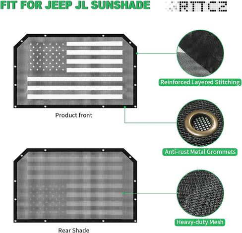 RT-TCZ لسيارة Wrangler JL Sunshade Mesh Top Flag American Flag، JT Shade بيكيني غطاء علوي لسيارة Jeep Wrangler JL JLU Gladiator JT 2018 Up 4 أبواب in Saudi Arabia