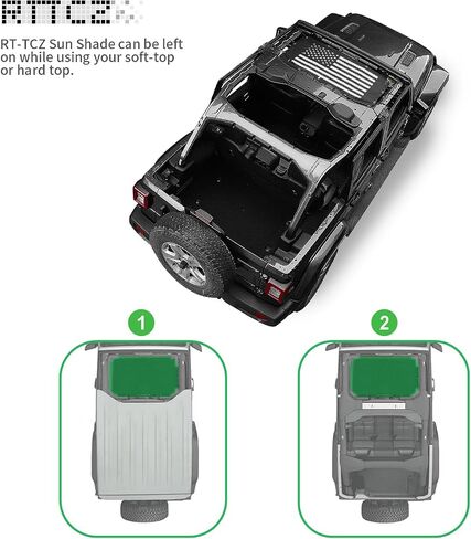 RT-TCZ لسيارة Wrangler JL Sunshade Mesh Top Flag American Flag، JT Shade بيكيني غطاء علوي لسيارة Jeep Wrangler JL JLU Gladiator JT 2018 Up 4 أبواب in Saudi Arabia