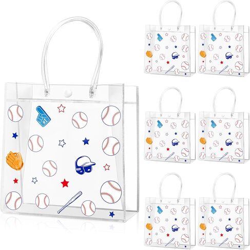 Lemicin 20 Pcs Softball Yellow PVC Gift Bag with Handles, 8 x 8 x 3 Inch Bulk Sport Goodie Treat Candy Bags Softball Present Wrap Tote Bags for Boys Birthday Party Favor Baby Shower Supplies in Saudi Arabia