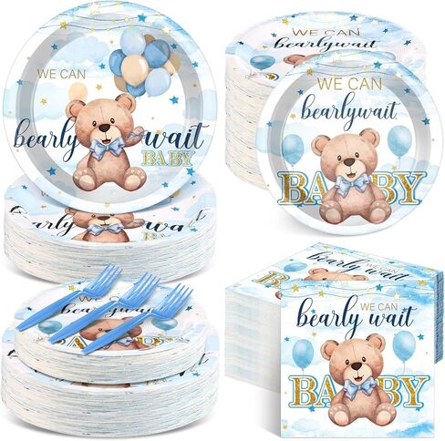 Havawish 250 Pcs Blue Bear Baby Shower Plates and Napkins Decoration We Can Bearly Wait Party Supplies Tableware Set Severs 50 Disposable Plates for Baby Boy Gender Reveal Party Supplies in Saudi Arabia