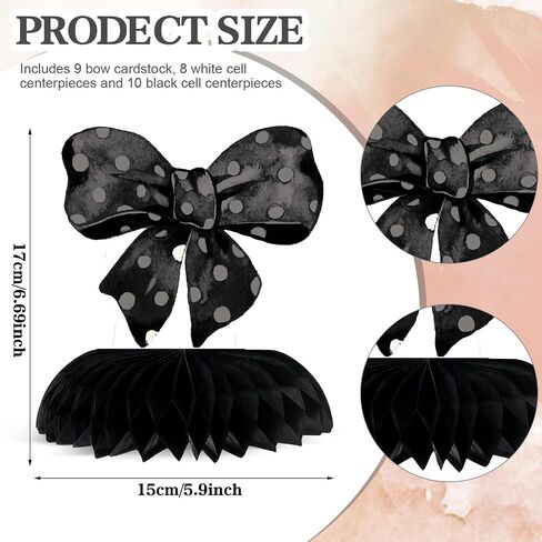 Fulmoon 9 Pcs Pink Bow Honeycomb Centerpieces Decorations Coquette Birthday Party 3D Table Decorations Bow Paper Cutouts Party Supplies for Baby Bridal Shower Engagement Bachelorette Decor in Saudi Arabia