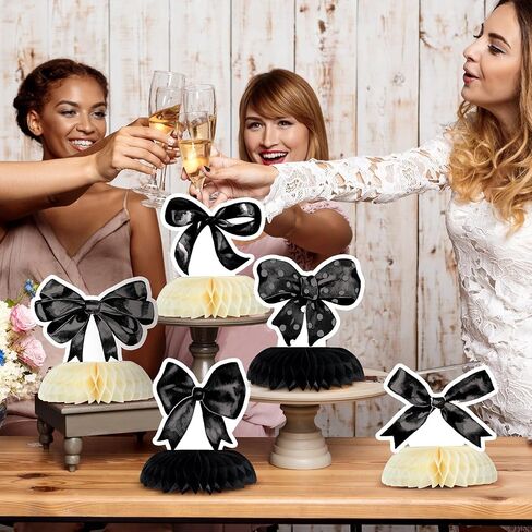 Fulmoon 9 Pcs Pink Bow Honeycomb Centerpieces Decorations Coquette Birthday Party 3D Table Decorations Bow Paper Cutouts Party Supplies for Baby Bridal Shower Engagement Bachelorette Decor in Saudi Arabia
