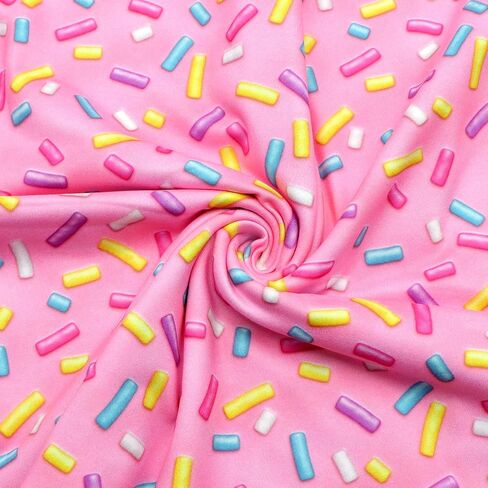 Candy Printed Double Brushed Polyester Fabric Soft Smooth 4 Way Stretch Knit Fabric by The Yard for Dress Sewing (Pink) in Saudi Arabia