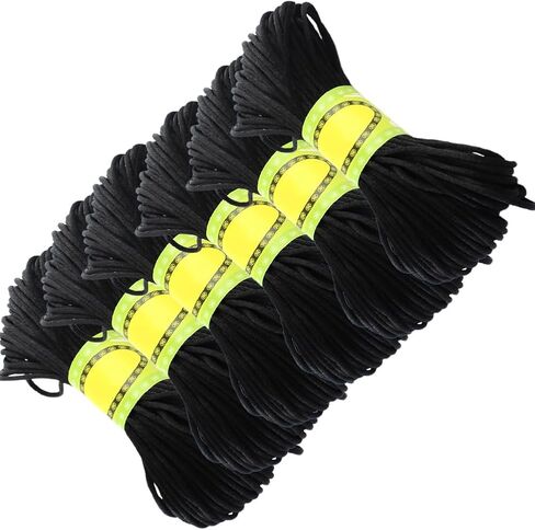 131 Yards 6 Bundles 2MM Black Trim Cord Round Smooth Nylon Silk Satin String Rattail Soild Kumihimo Korean Thread Bulk for Sewing Making Jewelry Bracelet Necklaces Macrame Beading Supply in Saudi Arabia