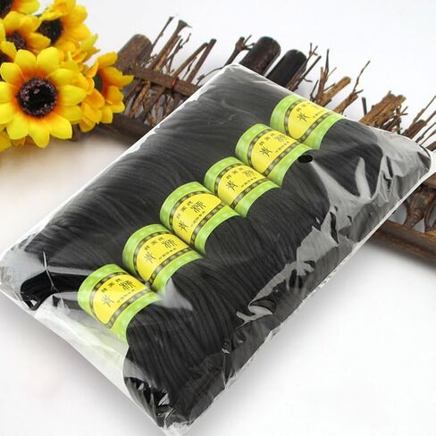 131 Yards 6 Bundles 2MM Black Trim Cord Round Smooth Nylon Silk Satin String Rattail Soild Kumihimo Korean Thread Bulk for Sewing Making Jewelry Bracelet Necklaces Macrame Beading Supply in Saudi Arabia