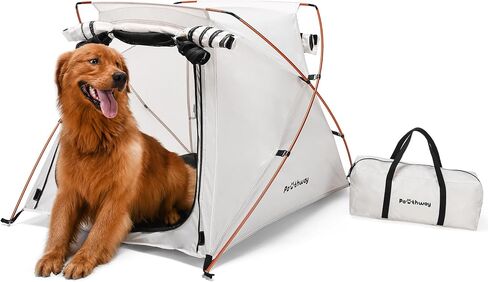 Dog Tent and Portable Playpen Outdoor Waterproof, with Aluminum Poles and Camping Mat, Pet Tent with Zippered Mesh Door, Dog House Outdoor, for Camping, Travel, Backyard, Patio (White, Large) in Saudi Arabia
