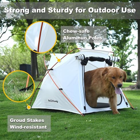 Dog Tent and Portable Playpen Outdoor Waterproof, with Aluminum Poles and Camping Mat, Pet Tent with Zippered Mesh Door, Dog House Outdoor, for Camping, Travel, Backyard, Patio (White, Large) in Saudi Arabia
