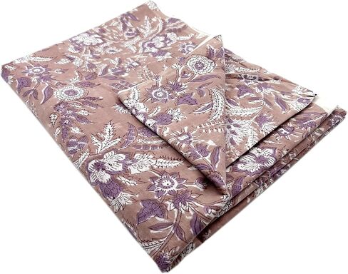 E-Tailor® Cotton Fabric India Hand Block Print Floral Fabric Ideal for Dress Making, Craft and Arts, Patchwork, Quilting, Doll Making, DIY Craft-1 Yard- Floral -Parchment in Kuwait