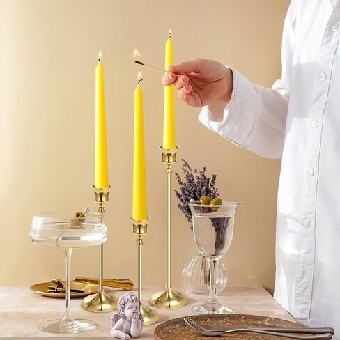 French Gold Candlestick Holders for Taper Candles Set of 3, Metal Tapered Candle Holders, Tall Candle Sticks Holder Decor for Wedding, Dinning, Party, Anniversary, Fits 3/4 Inch Thick Candle in Kuwait