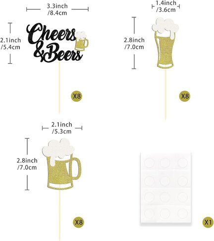 24 PCS Glitter Heaits and Beers Cupcake Topcake Topcake Glitter Beer Beer Milk Bottle Cupcake تختار الزخارف لاستلوازات الحفلات التي تحمل عنوان Baby Dearn (هتافات آند بيرة) in Kuwait
