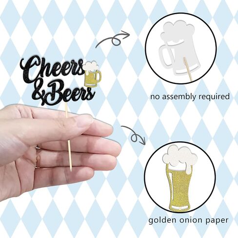 24 PCS Glitter Heaits and Beers Cupcake Topcake Topcake Glitter Beer Beer Milk Bottle Cupcake تختار الزخارف لاستلوازات الحفلات التي تحمل عنوان Baby Dearn (هتافات آند بيرة) in Kuwait
