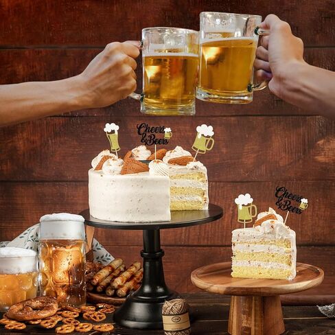 24 PCS Glitter Heaits and Beers Cupcake Topcake Topcake Glitter Beer Beer Milk Bottle Cupcake تختار الزخارف لاستلوازات الحفلات التي تحمل عنوان Baby Dearn (هتافات آند بيرة) in Kuwait