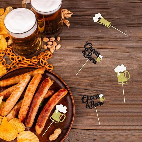 24 PCS Glitter Heaits and Beers Cupcake Topcake Topcake Glitter Beer Beer Milk Bottle Cupcake تختار الزخارف لاستلوازات الحفلات التي تحمل عنوان Baby Dearn (هتافات آند بيرة) in Kuwait
