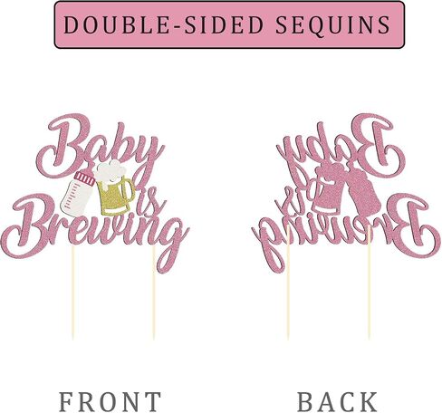 24 PCS Glitter Heaits and Beers Cupcake Topcake Topcake Glitter Beer Beer Milk Bottle Cupcake تختار الزخارف لاستلوازات الحفلات التي تحمل عنوان Baby Dearn (هتافات آند بيرة) in Kuwait