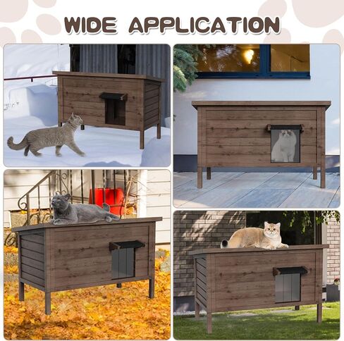 Cat House Outdoor Feral Cat Shelter Fully Insulated Outside Feral Cat Enclosure Wooden for Multiple Cats Possum Stray Condos Barn Cat Weatherproof Cathouse 34.4" L x 21.7" W x 27.2" H in Kuwait