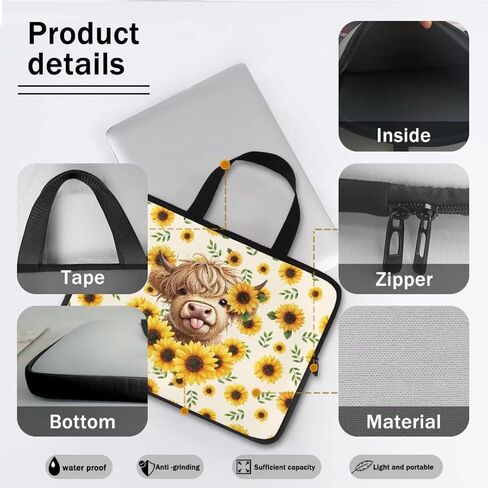 Laptop Case Women Men Laptop Bag Carrying Computer Bag with Handle for Travel Study Work Case Bag, 10-17 Inch in Kuwait