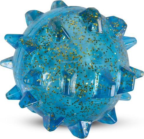 American Kennel Club AKC Spiked Glitter Dog Toys - Squeaky TPR Ball & Ring لصحة الأسنان ، فانيليا معطرة مع ترتد غير منتظم - ألعاب مضغ متينة للكلاب in Kuwait